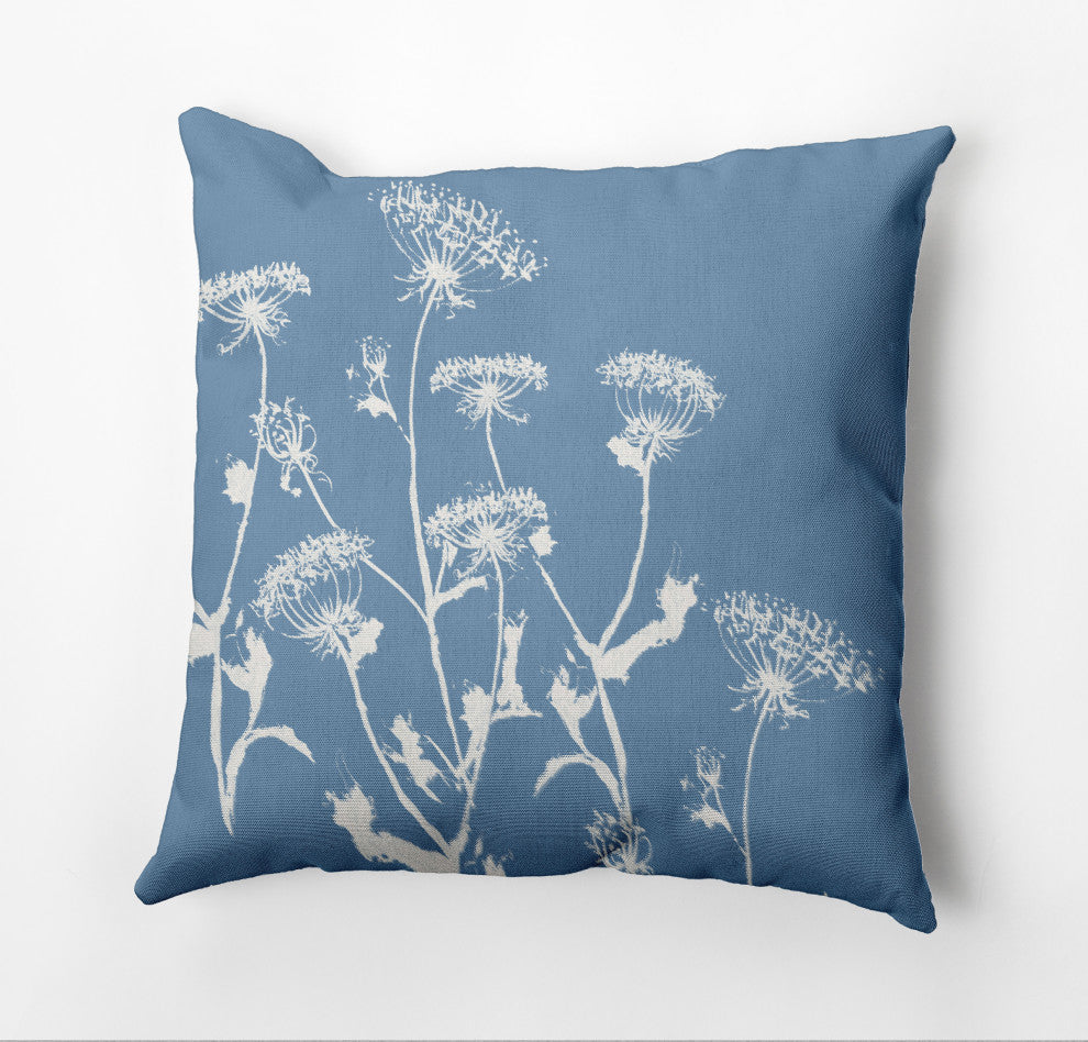 Breezy Wildflower Pillow, Blue, 20"x20"