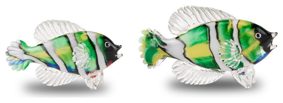 Rialto Green Glass Fish, 2-Piece Set