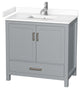 36" Single Bathroom Vanity, Gray, White Cultured Marble Countertop, Sink