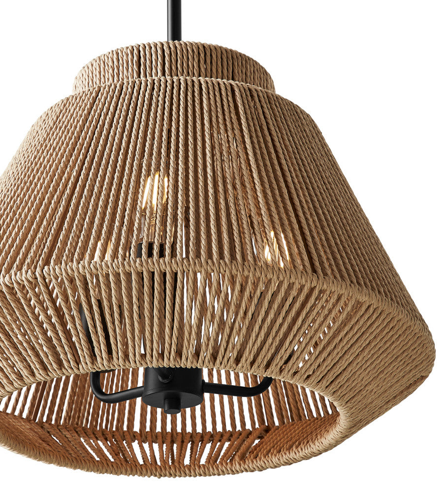 Eco Nido Natural Rope Pendant 3 Light 18"Lx18"Wx12.5"H