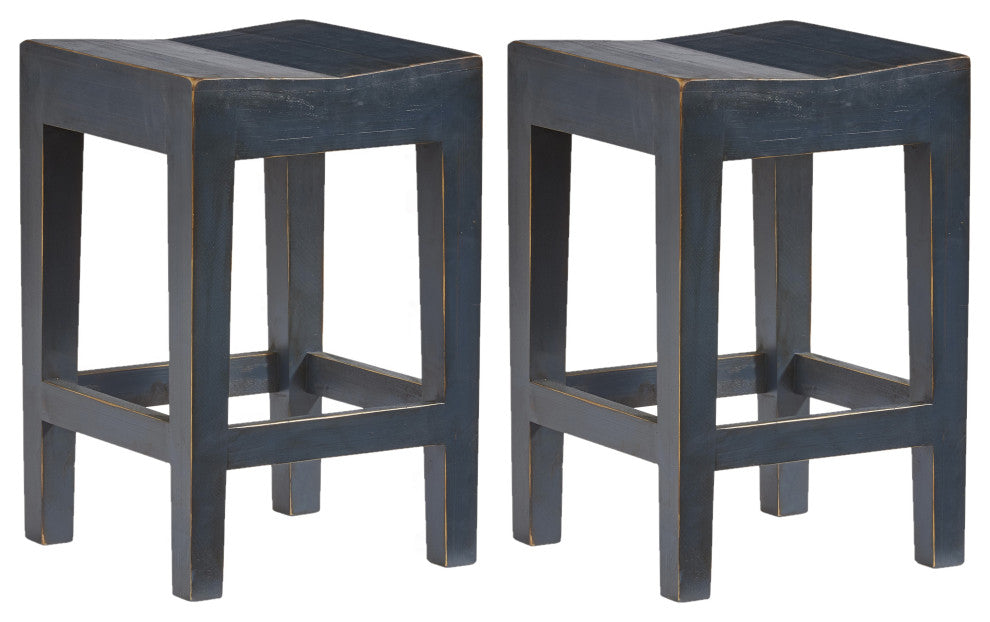 Progressive Furniture Farmhouse Counter Stools, Set of 2, Navy
