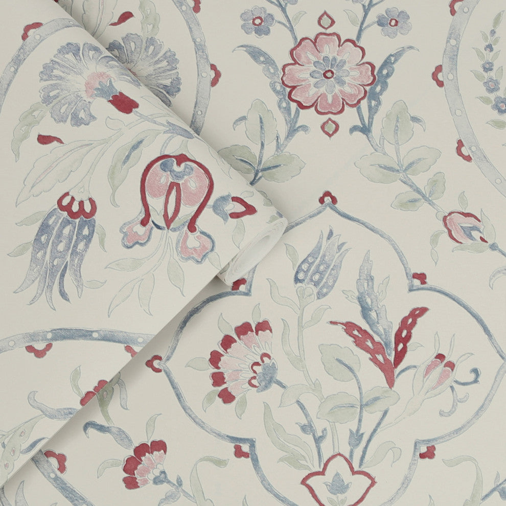 Laura Ashley Foscot Damask Wallpaper, Crimson Red