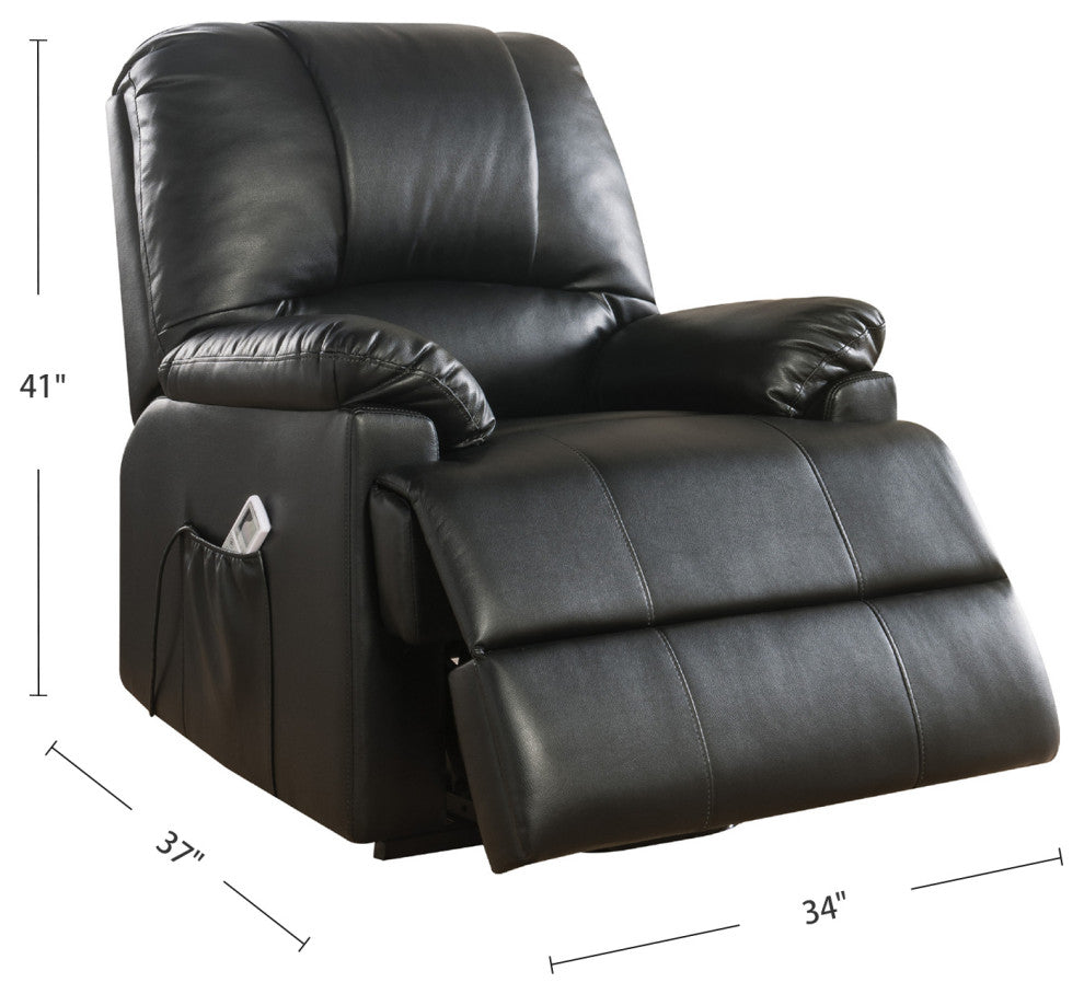 Black PU Upholstered Recliner With Power Lift and Massage