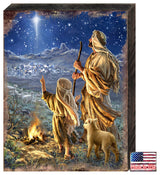 Shepherds Keeping Watch Wooden Block, 12 X 9