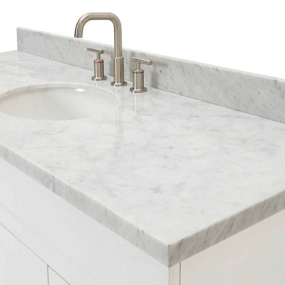 Ariel Hamlet 61" Oval Sink Bath Vanity, 1.5" Carrara Marble