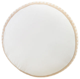 Dash and Stripe Geometric Indoor Outdoor Pouf, Peach/White