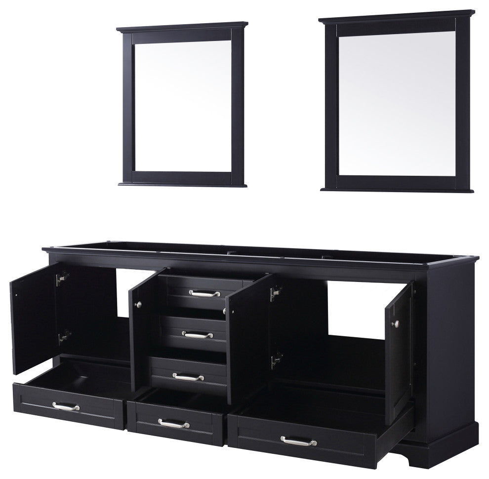 Dukes 80" Espresso Double Bathroom Vanity Cabinet, 30" Wall Mirrors