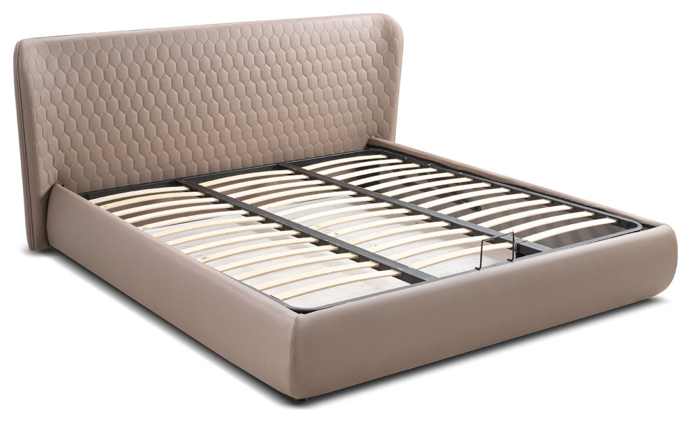 Agoura King Storage Bed in Taupe PU Leather