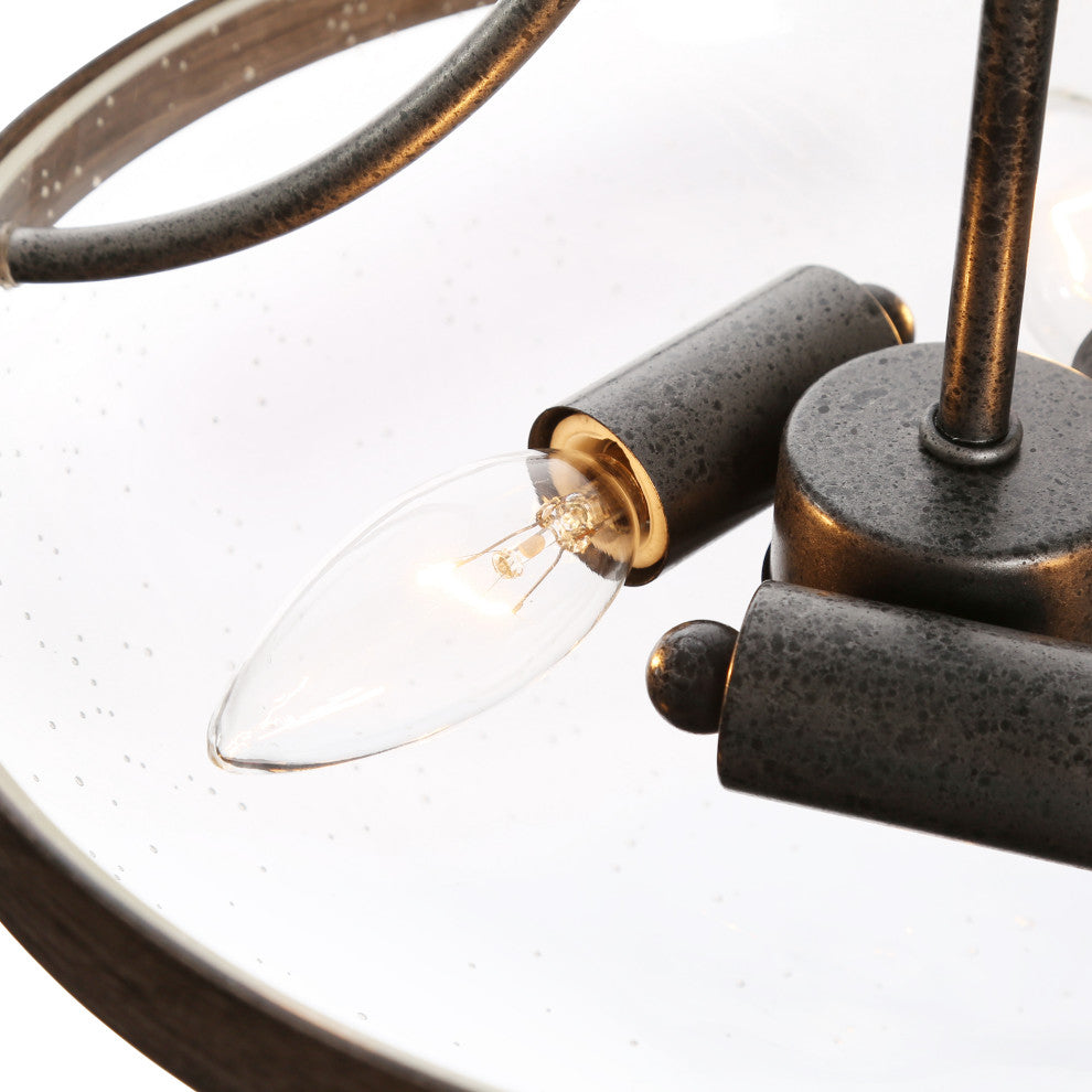 LNC Modern 3-Light  Drum Chandelier With Glass Shade