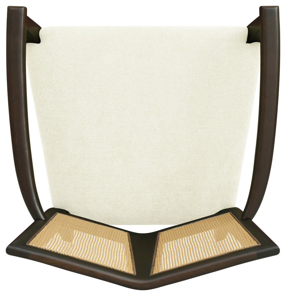 GDF Studio Modern Rattan Backrest Dining Chairs, Set of 2, Dark Brown/Beige