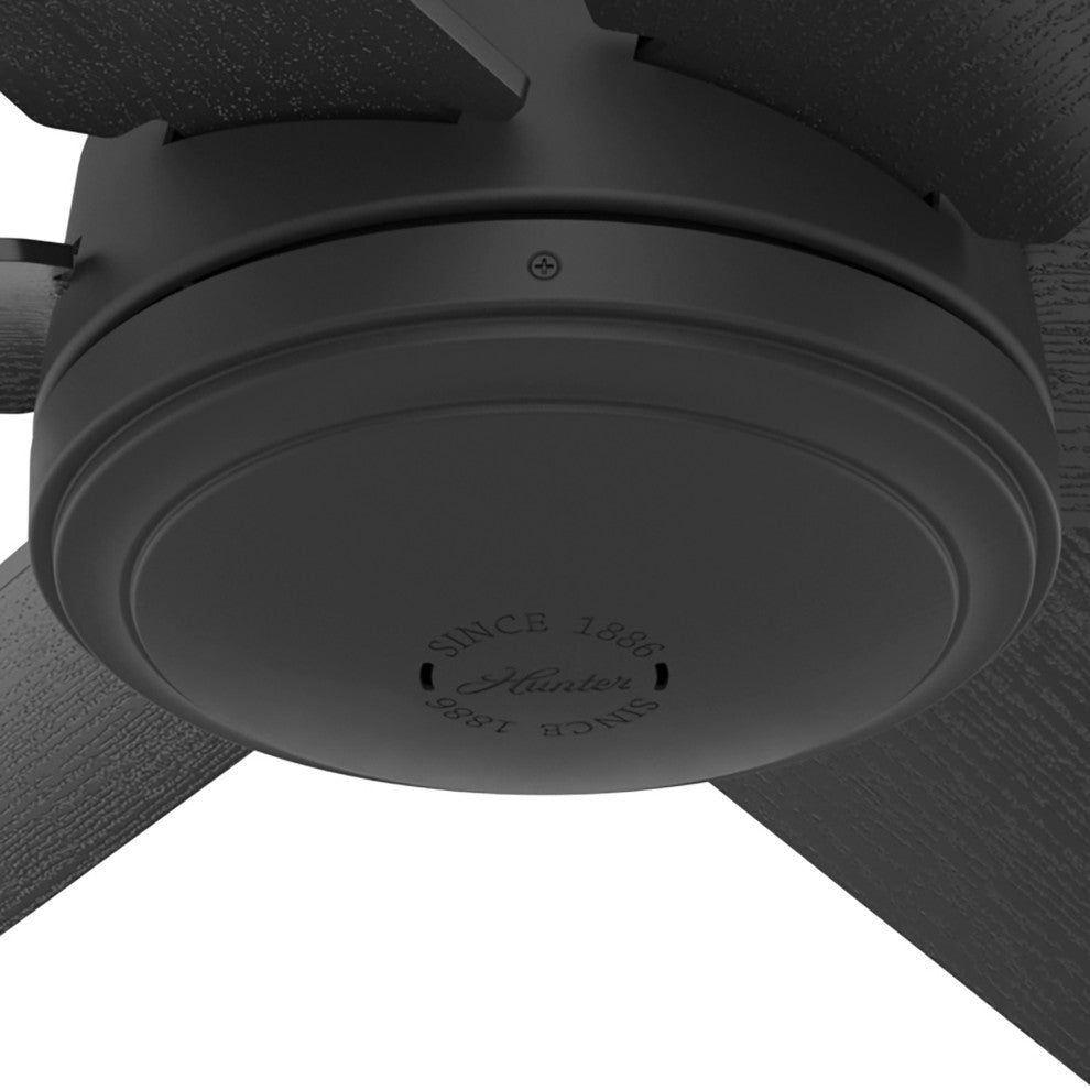 Hunter 52" Jetty Matte Black Wet Rated Ceiling Fan, Wall Control