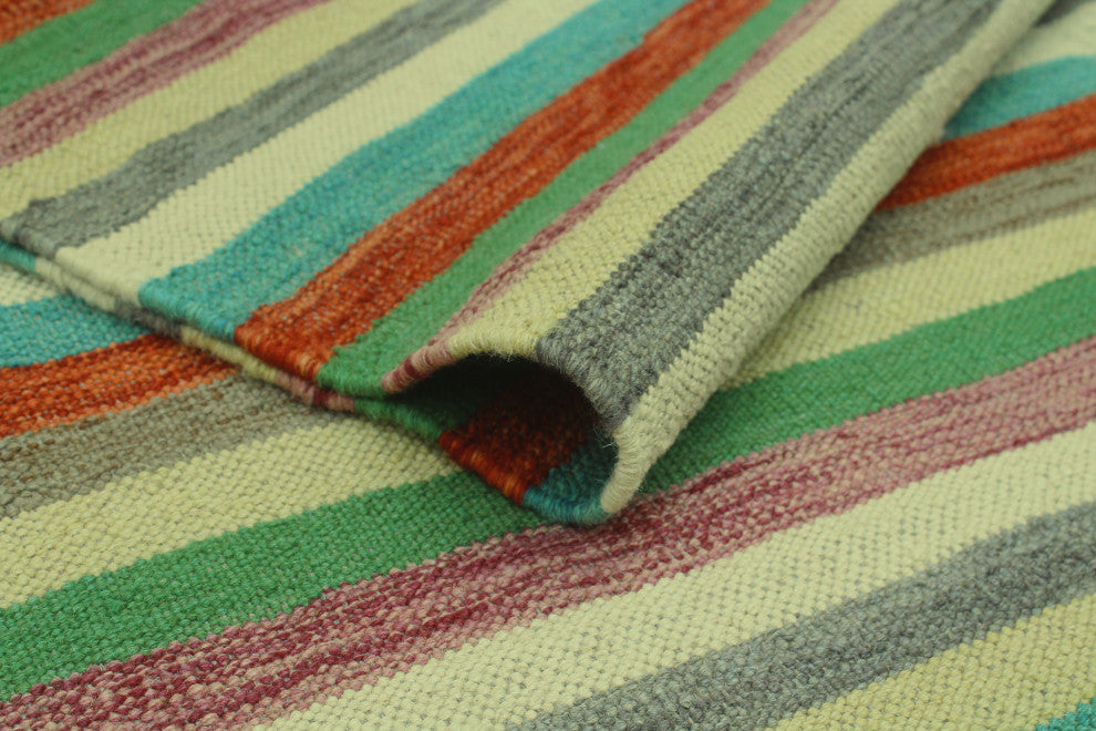 Winchester Flatweave Obi Rust/Green Rug, 3'11 x 5'10