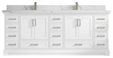 Fenway 84 Double Sink Bath Vanity in White 2" Calacatta Laza