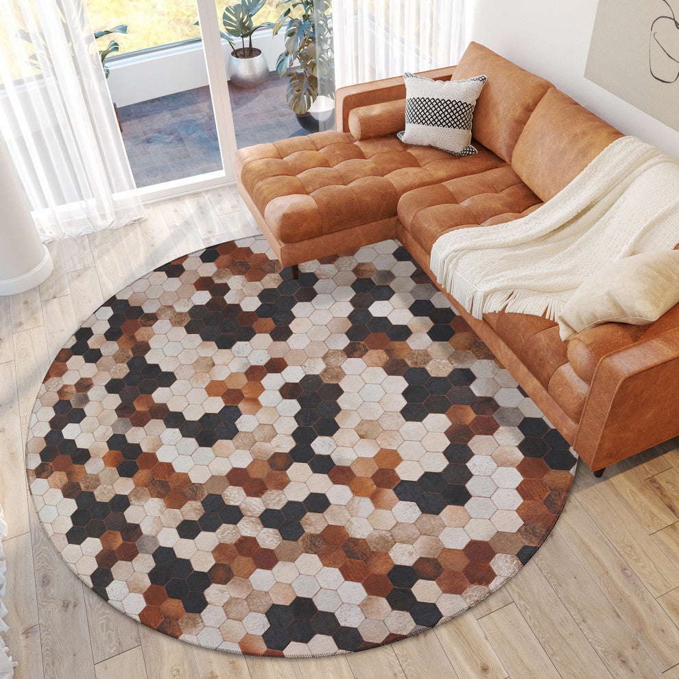 Indoor/Outdoor Stetson SS9 Canyon Machine Washable 10' x 10' Round Rug