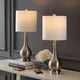 Tyler 24" Gourd Iron LED Table Lamp With Pull-Chain, USB Ports, Set of 2, Nickel