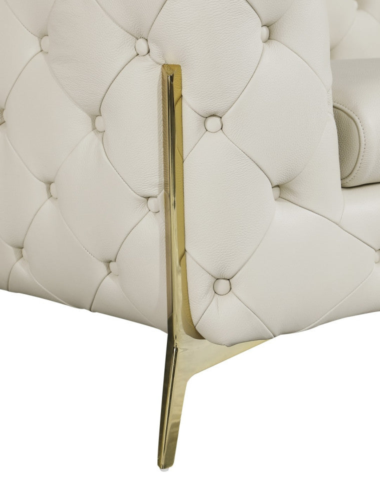 Angelica Italian Leather Accent Chair, Beige