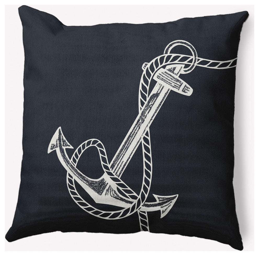 16x16" Anchored Nautical Decorative Indoor Pillow, Shark Blue