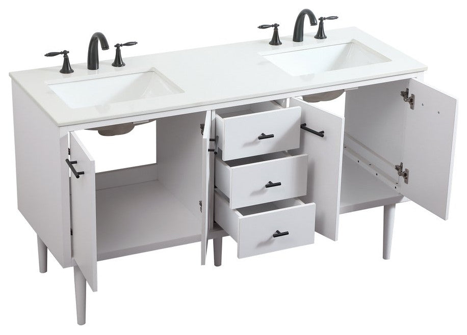 Home Living 22" Midcentury Modern White-Light Bathroom Vanity