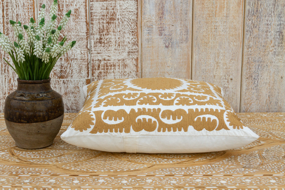 Small Gold Tone Suzani Pillow