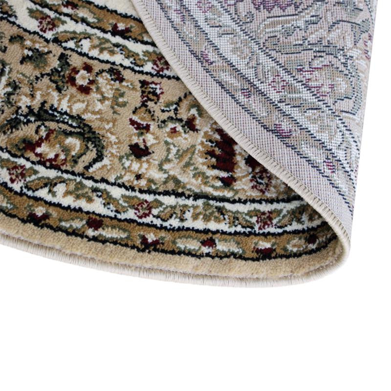 Mersin Collection Persian Style Area Rug - Olefin Rug with Jute Backing, Round Ivory - 5' X 5'