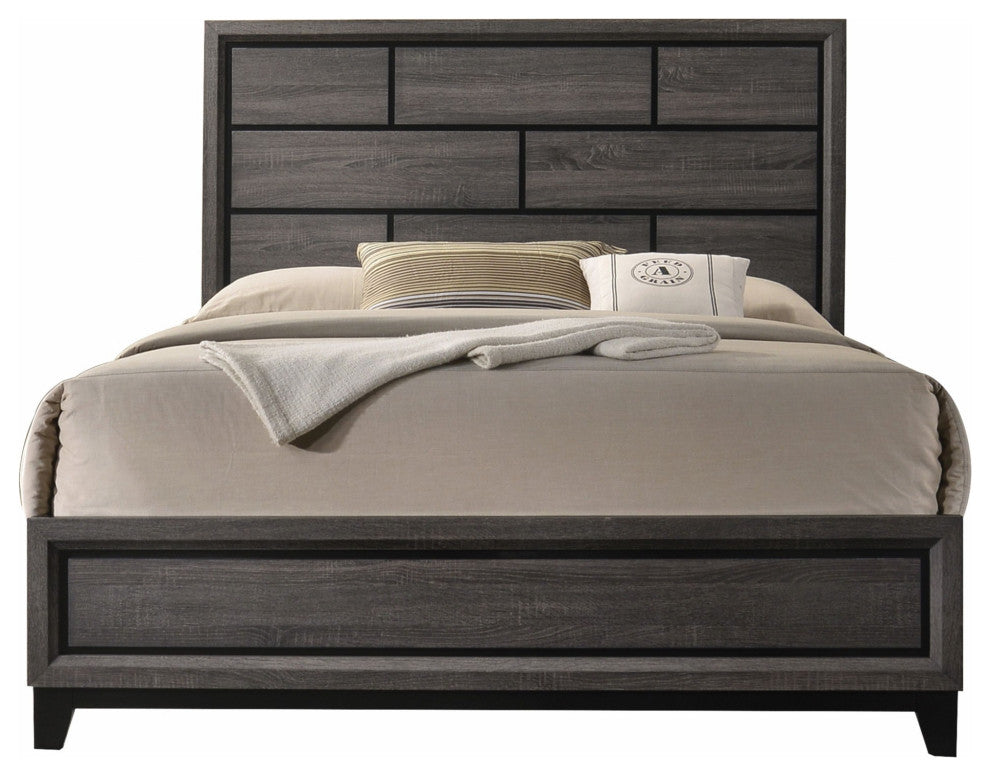 Gray Solid Wood Queen Bed Frame