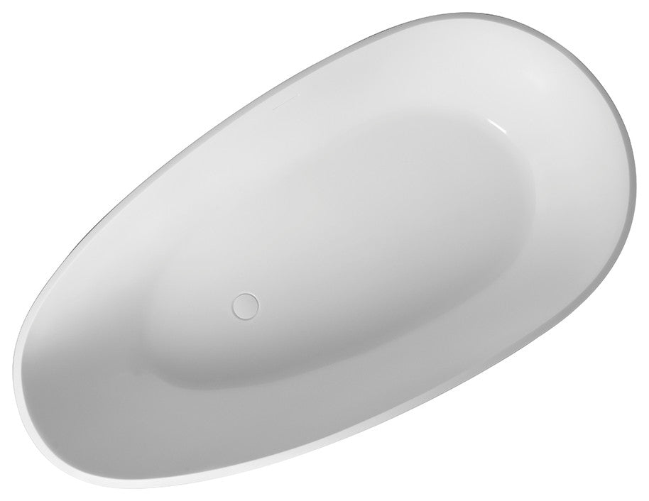 Vanity Art Solid Surface Resin Stone Freestanding Bathtub, Glossy White, 59 in. X 30 in.