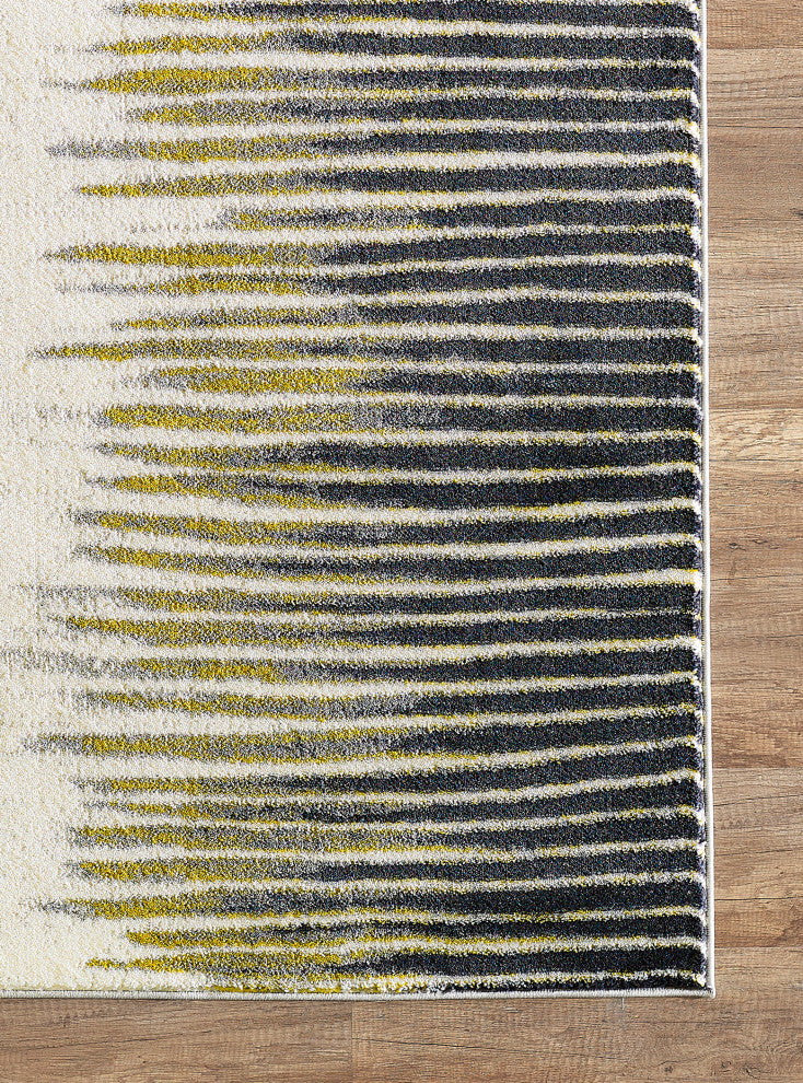 Abani Laguna LAG180A Abstract Striped Yellow and Grey Area Rug