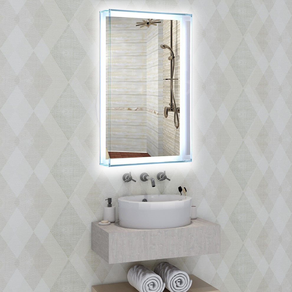 Vanity Art LED Lighted Bathroom Mirror With Touch Sensor and Glass Cabinet