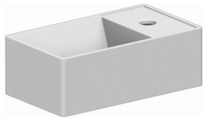 Square White Ceramic Wall Mounted or Vessel Sink, One Hole