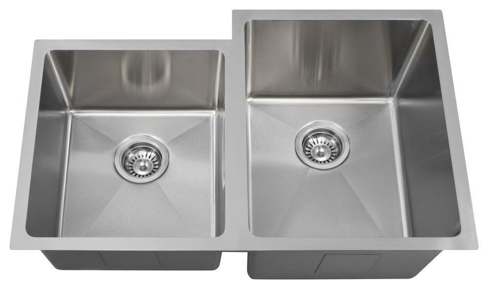 PR0213 Offset Double Bowl 3/4" Radius Stainless Steel Sink
