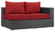 Canvas Red Sojourn 11 Piece Outdoor Patio Sunbrella Sectional Set
