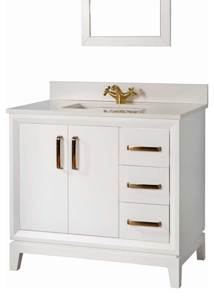 Fabia Collection 36" Bathroom Vanity With Sink, Mirror, Countertop, White