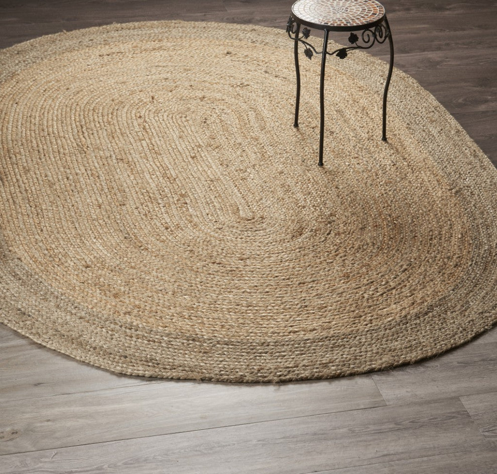 9' Natural Toned Oval Shaped Area Rug