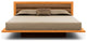 Moduluxe 29" Queen Bed With Upholstery, Natural Cherry, Dark Brown Microsuede