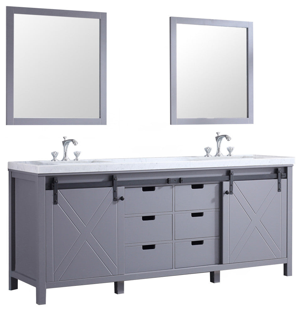 Marsyas Transitional Dark Grey 80" Double Vanity Set