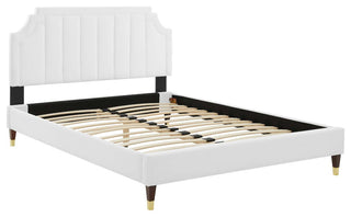 Sienna Performance Velvet Queen Platform Bed, White