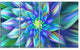 Huge Light Blue Fractal Flower, Floral Canvas Art Print, 48"x28", 4 Panels