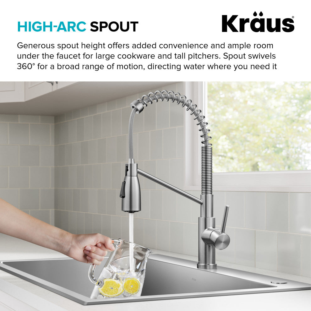 KRAUS Coda Commercial Style 2-Function 1-Handle Pull Down Kitchen Faucet, SFS
