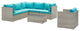 Repose 7-Piece Outdoor Patio Sectional Set Light Gray Turquoise
