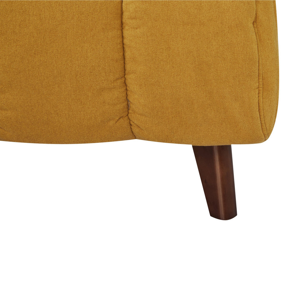 Convertible Futon Chair with Pine Wood Frame and Tufted Polyester Seat, Yellow