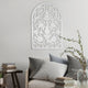 American Art Decor Arched Windowpane Floral Wood Wall Panel, White 36"x24"