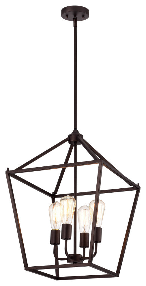 CHLOE Lighting IRONCLAD Industrial 4-Light Oil Rubbed Bronze Inverted Pendant