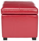 Safavieh Madison Square Ottoman, Red Leather