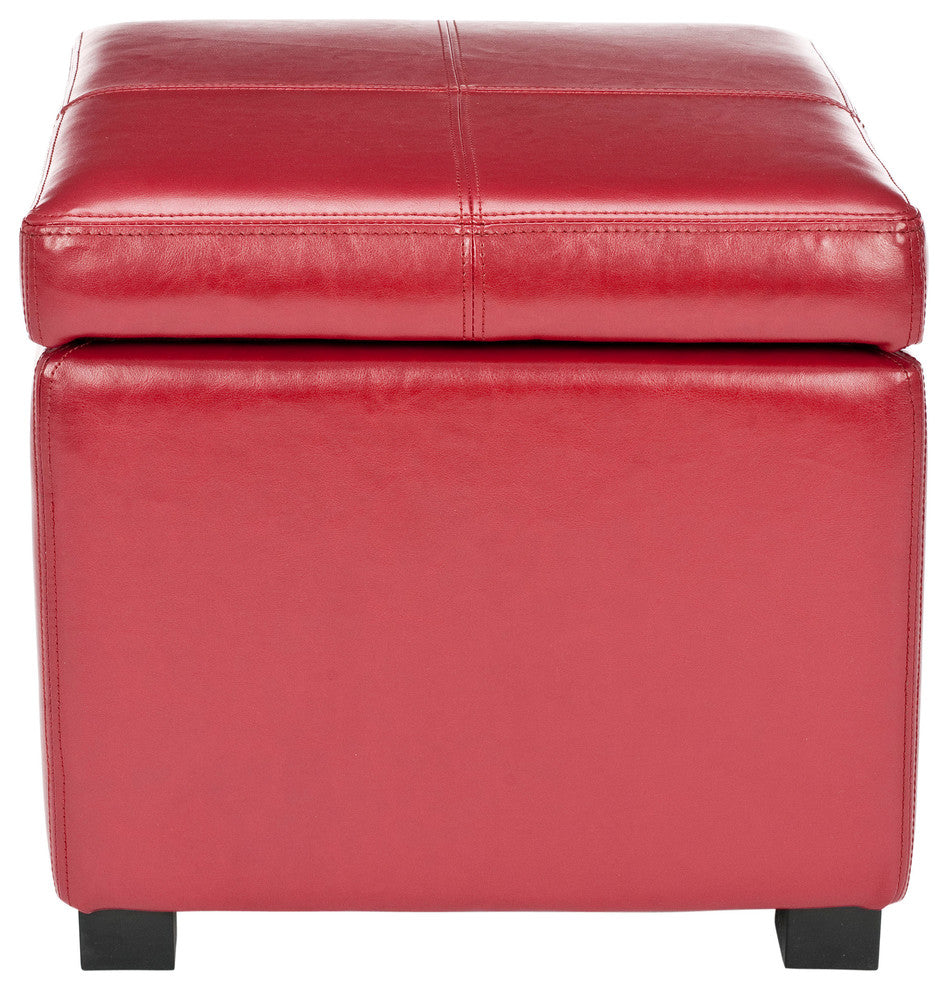 Safavieh Madison Square Ottoman, Red Leather