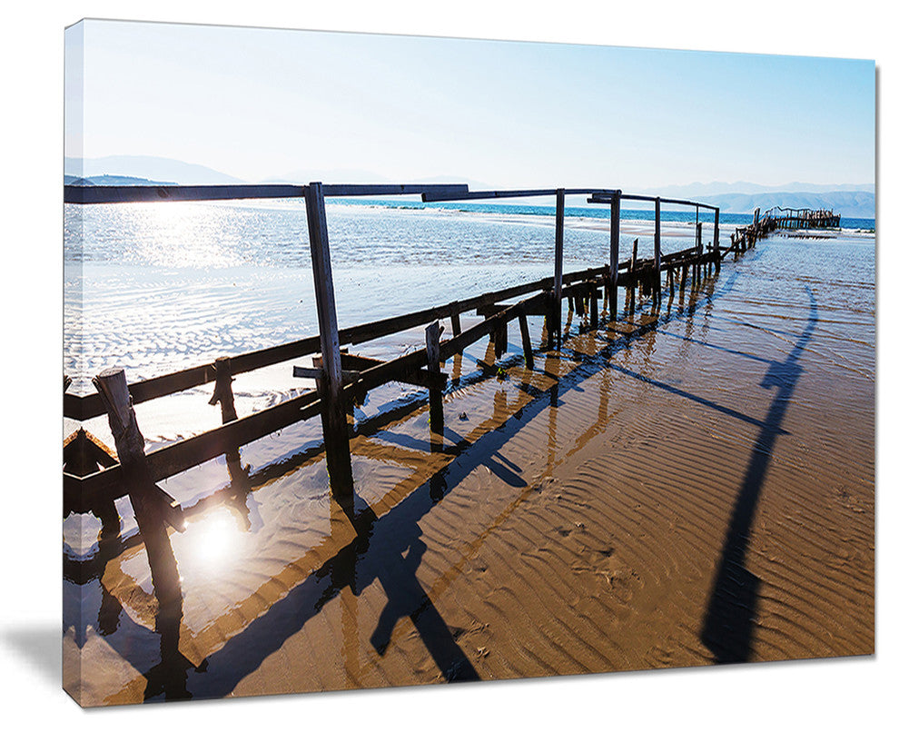"Wooden Boardwalk On Beach" Sea Bridge Canvas Wall Artwork, 40"x30"