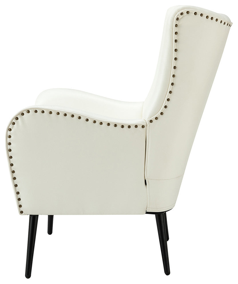 39" Comfy Living Room Armchair With Special Arms, Set of 2, Ivory
