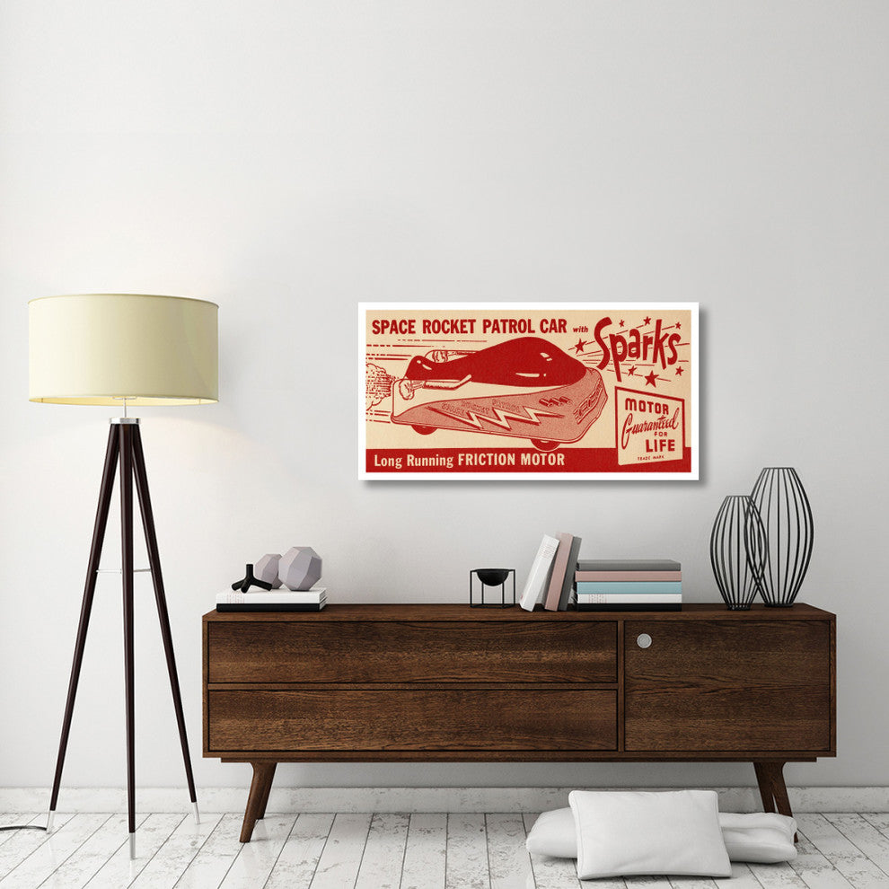 "Space Rocket Patrol Car" Digital Paper Print by Retrotrans, 46"x24"