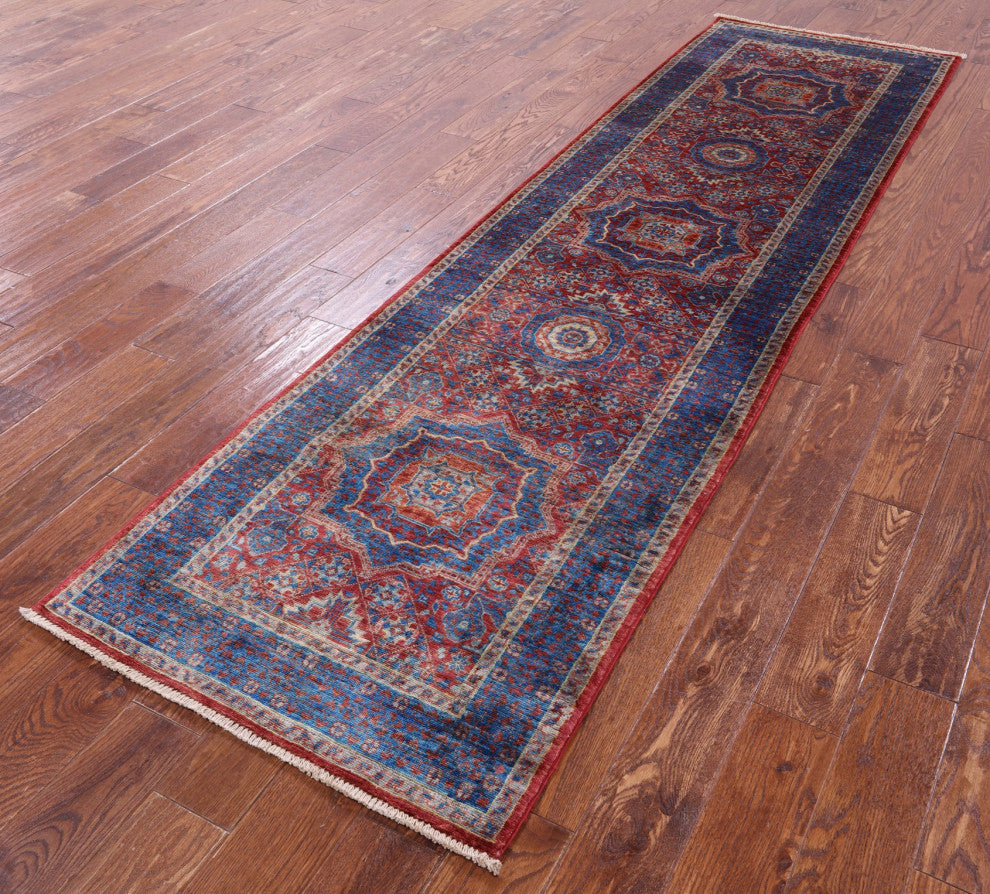 2' 8" X 9' 10" Runner Mamluk Hand-Knotted Wool Rug - Q12506