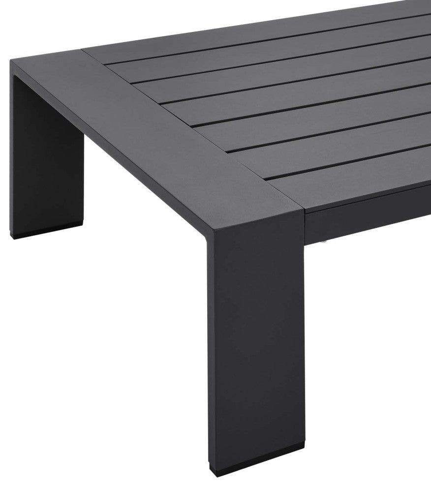 Lounge Sectional Sofa Chair Table Set, Gray, Aluminum, Modern, Outdoor