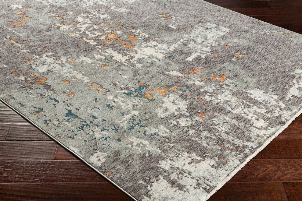 Surya Presidential PDT-2302 5'x8'2" Rug, Gray/Pale Blue/Burnt Orange/Peach/Ivory
